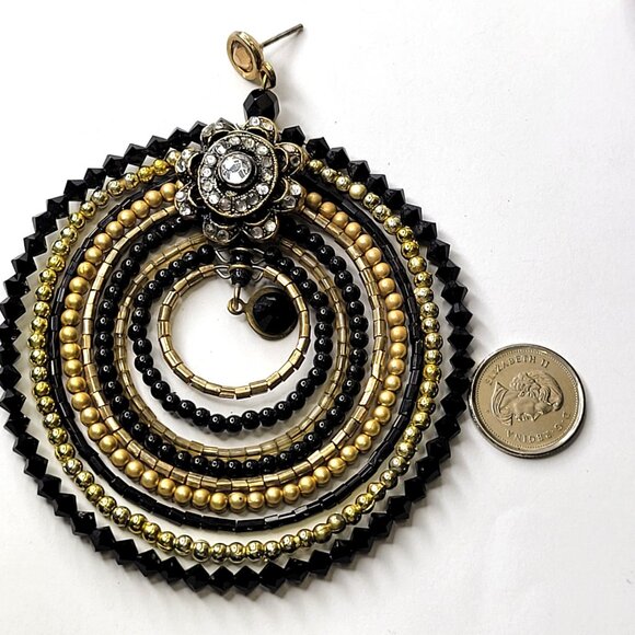 Double Circle Statement Drop Earrings Chandelier Earrings House of Moda Earrings - Picture 4 of 14